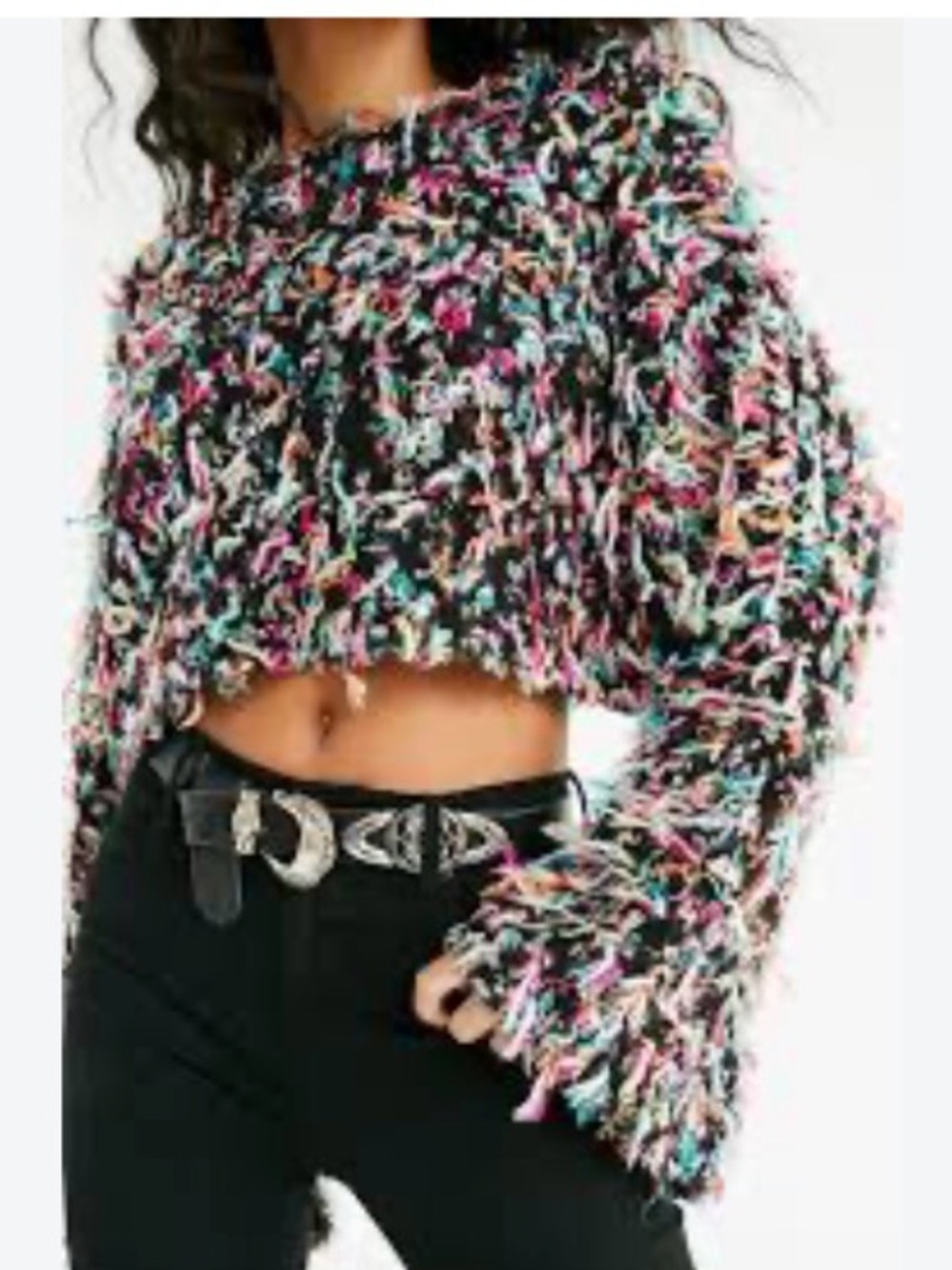 Urban Outfitters Tai Cropped Fringe Sweater Size S Like New